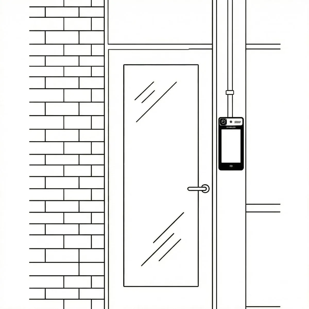 Line drawing of the same entrance with only Intercom Touch by the door